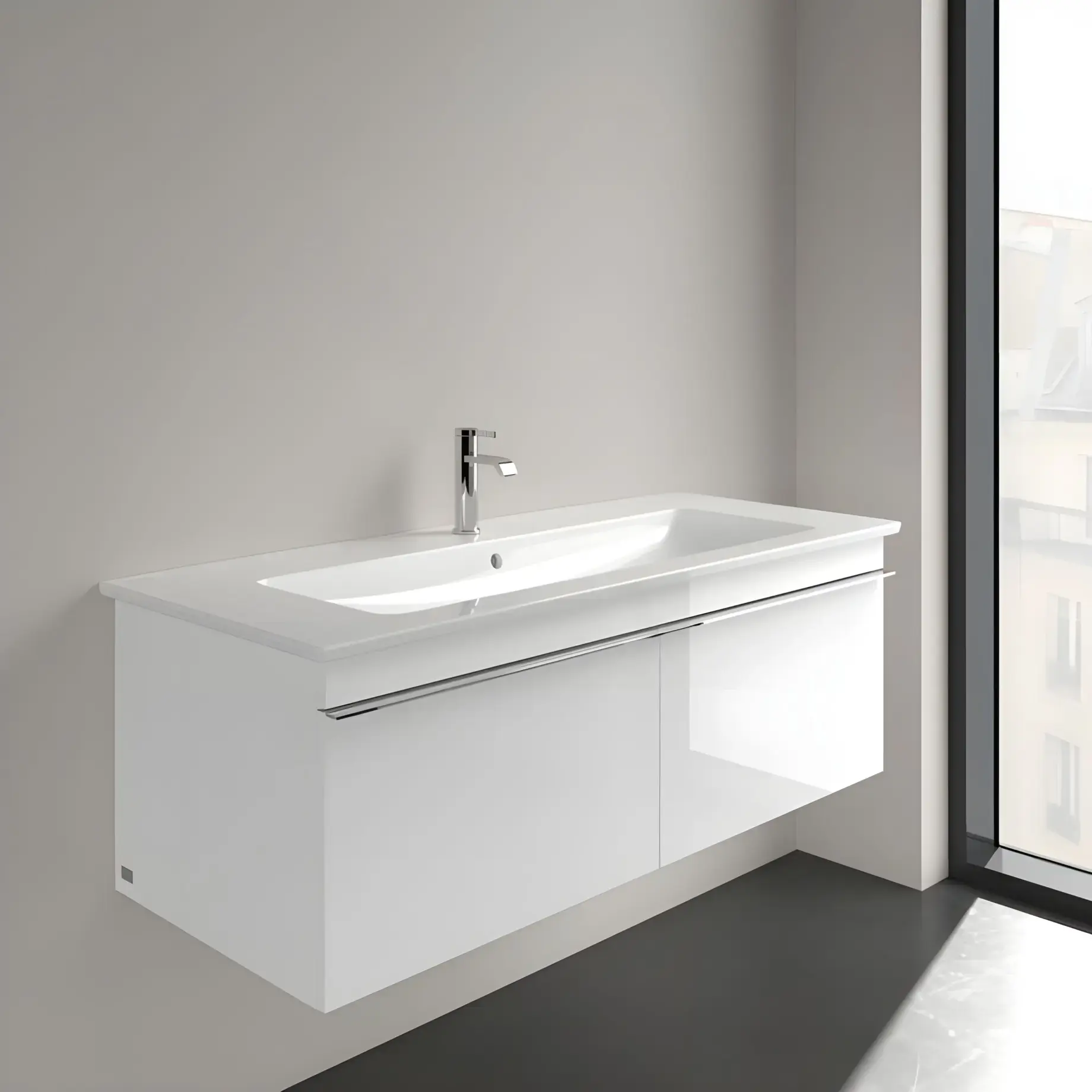 Умивальник Venticello Villeroy & Boch 4104CLR1 Alpine White CeramicPlus — ракурс 3/4
