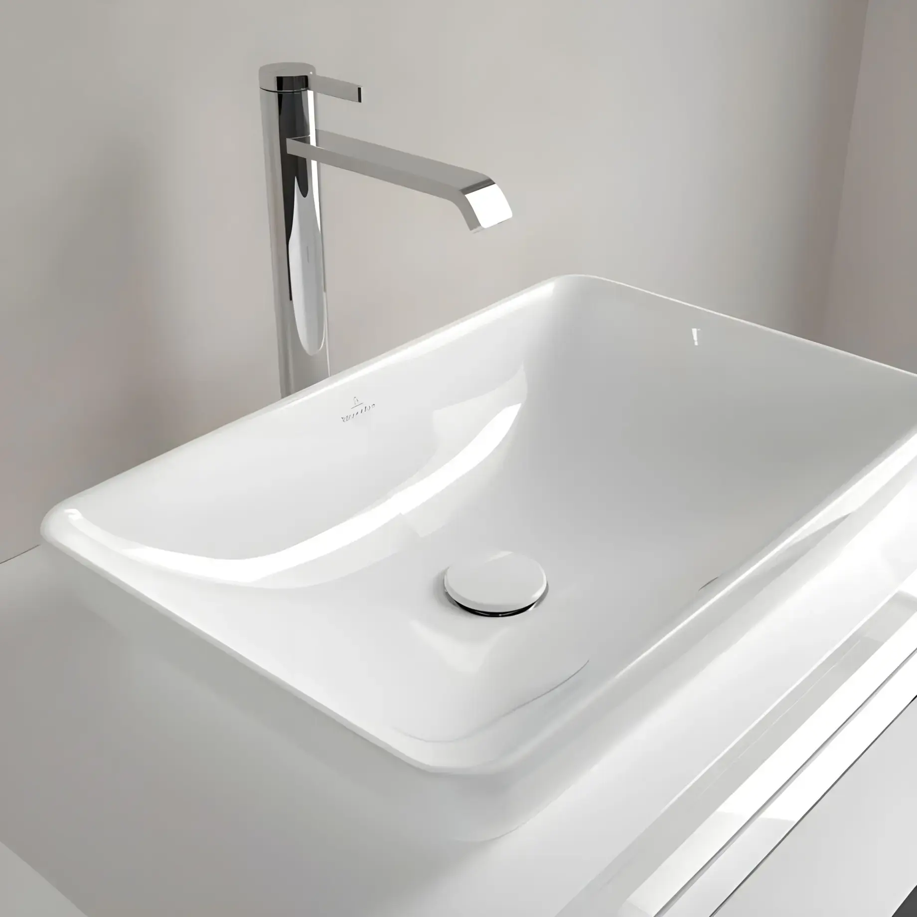 Умивальник Venticello Villeroy & Boch 411355R1 Alpine White CeramicPlus — вид ззаду