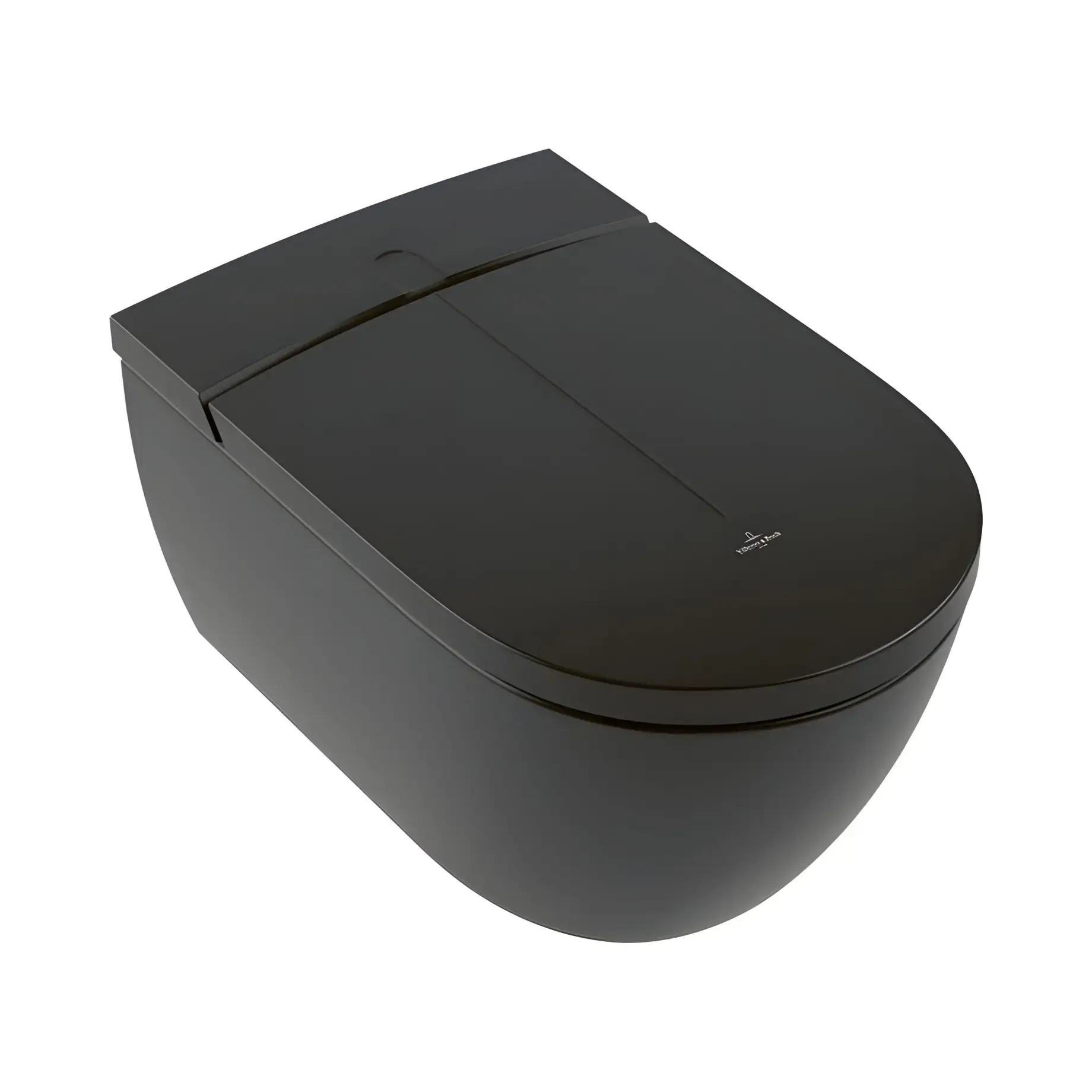 Унітаз ViClean-I 200 Villeroy & Boch V0E200R7 Pure Black CeramicPlus 38.5 x 40 x 59.5 см — вид на білому тлі