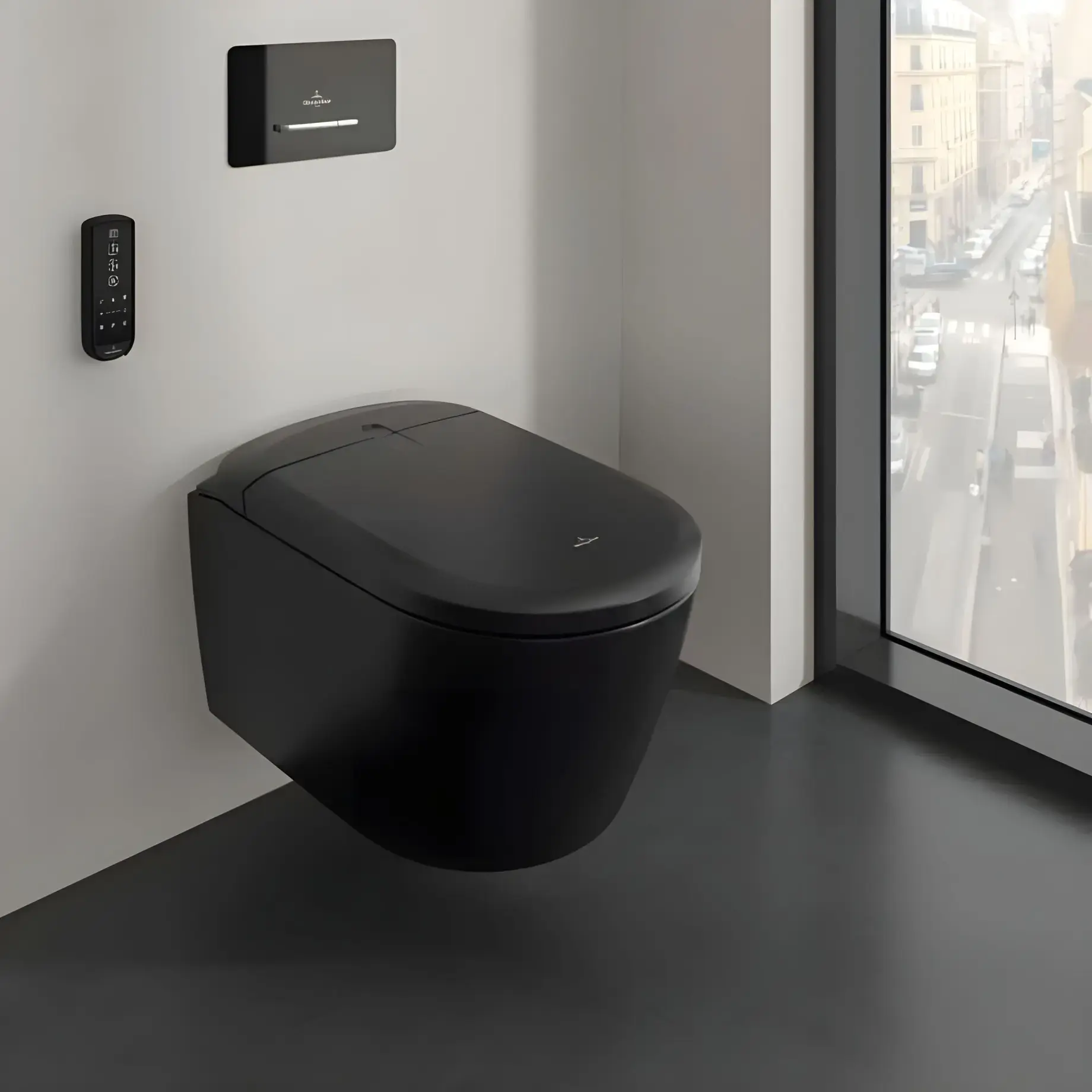 Унітаз ViClean-I 200 Villeroy & Boch V0E200R7 Pure Black CeramicPlus — вид ззаду