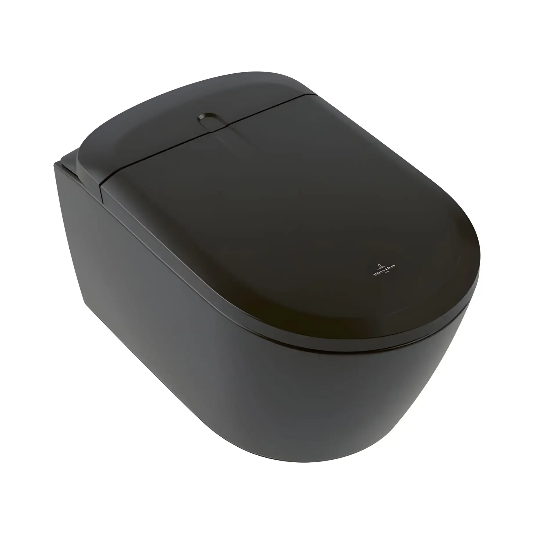 Унітаз ViClean Supreo Villeroy & Boch V16EN2R7 Pure Black CeramicPlus 38.4 x 42.3. x 61.2 см — вид на білому тлі