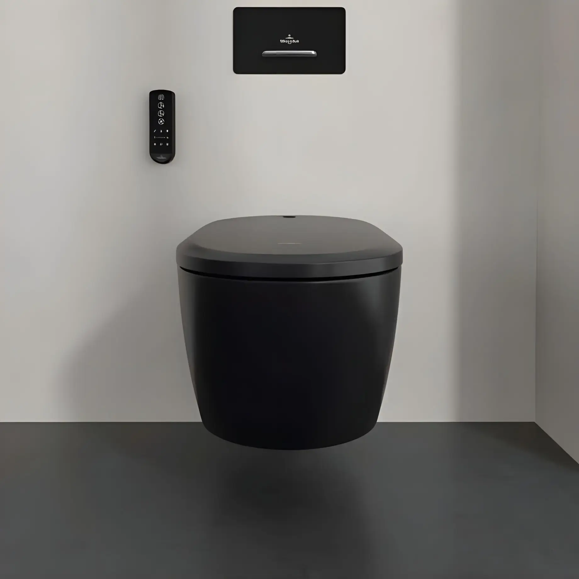 Унітаз ViClean Supreo Villeroy & Boch V16EN2R7 Pure Black CeramicPlus — бічний ракурс