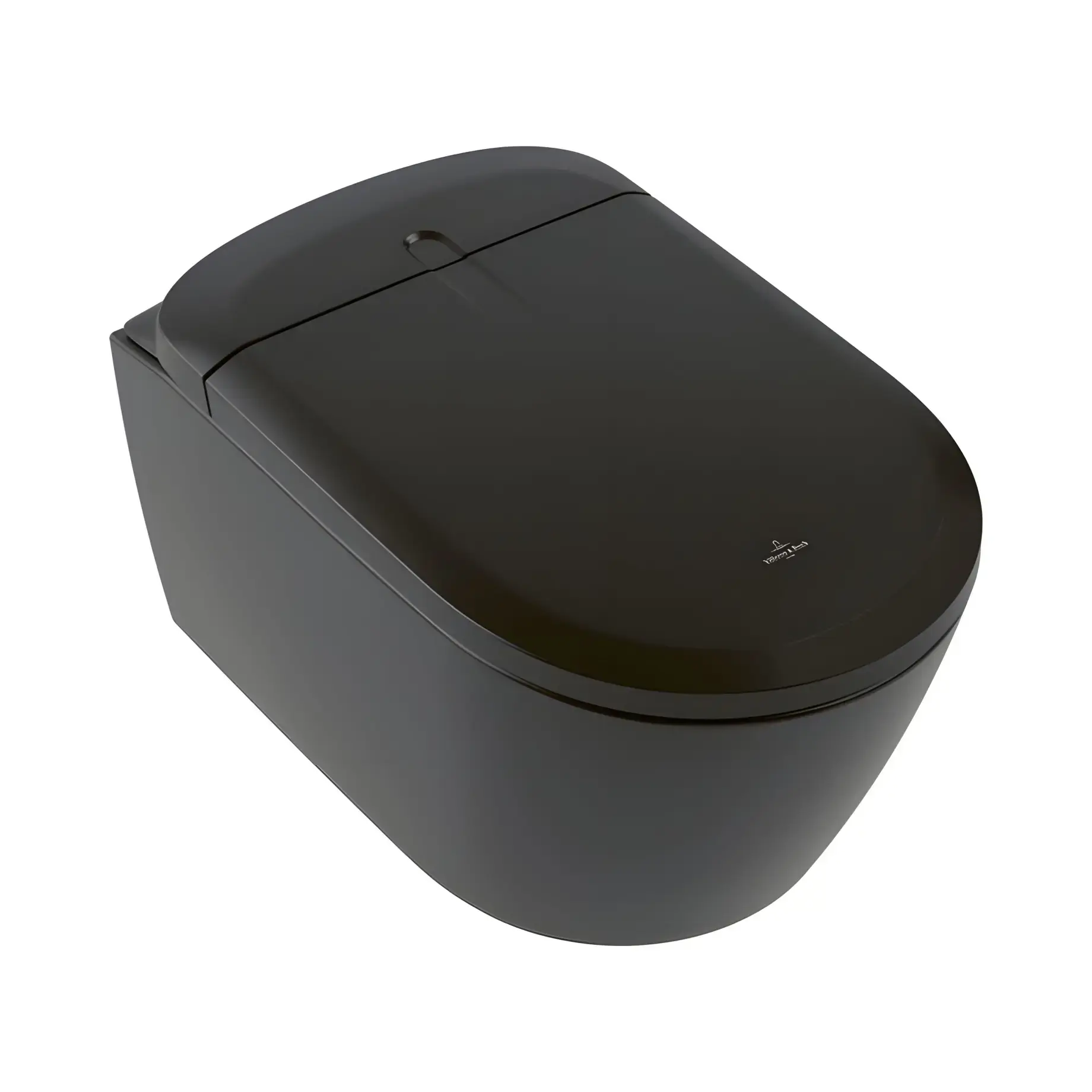 Унітаз ViClean Supreo Select Villeroy & Boch V16EN3R7 Pure Black CeramicPlus 38.4 x 42.3. x 61.2 см — вид на білому тлі