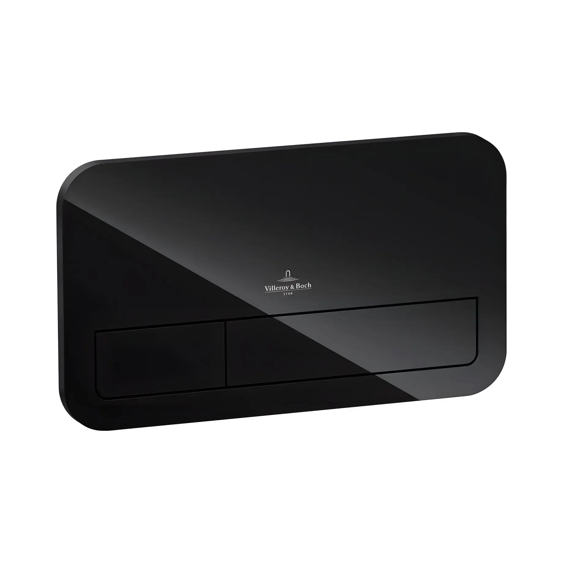 Змивна клавіша ViConnect Villeroy & Boch 921843RB Glass Glossy Black 26.9 x 16.1 x 1.3 см — вид на білому тлі