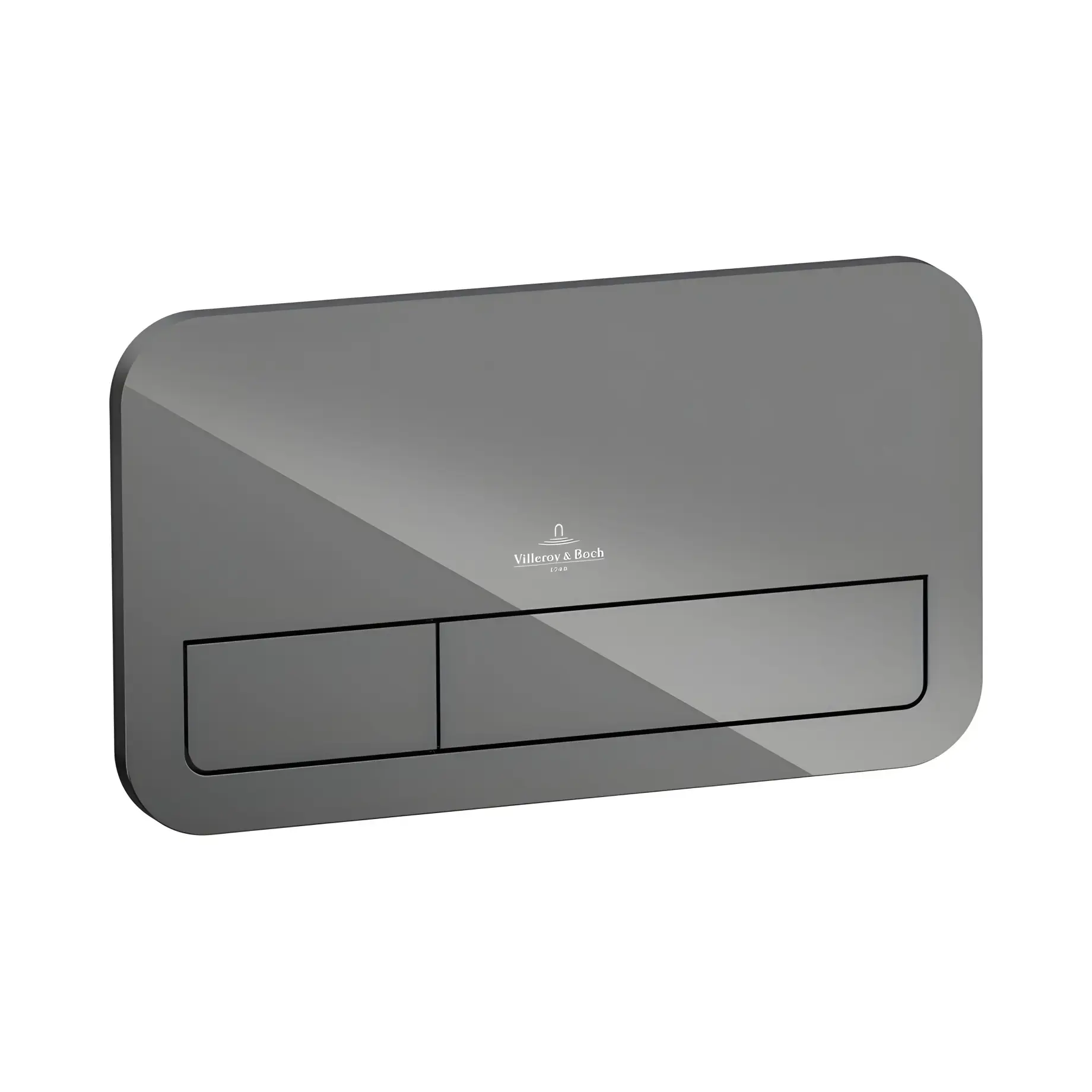 Змивна клавіша ViConnect 200G Villeroy & Boch 922400RA Glass Glossy Grey 26.9 x 16.1 x 1.3 см — вид на білому тлі