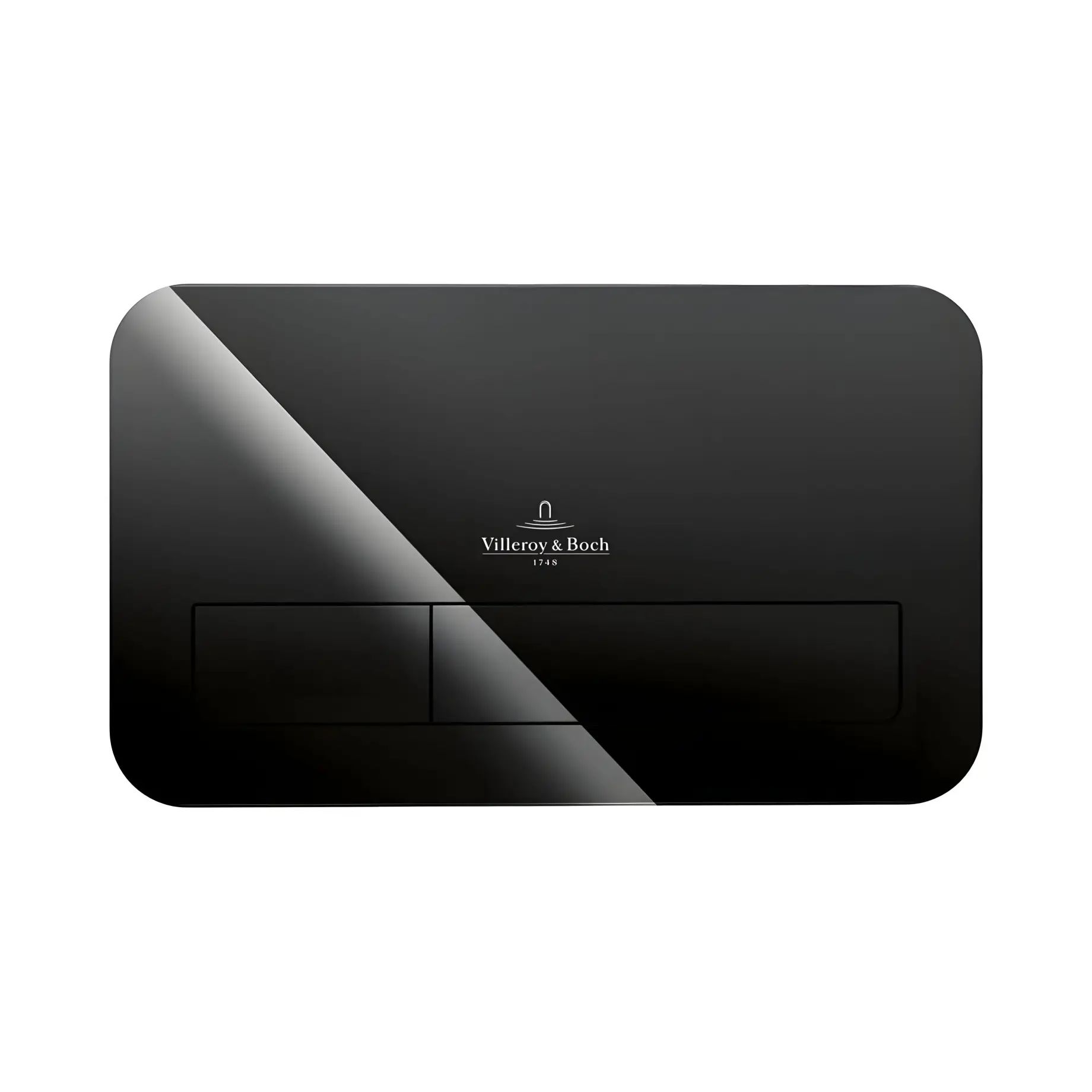 Змивна клавіша ViConnect 200G Villeroy & Boch 922400RB Glass Glossy Black 26.9 x 16.1 x 1.3 см — вид на білому тлі