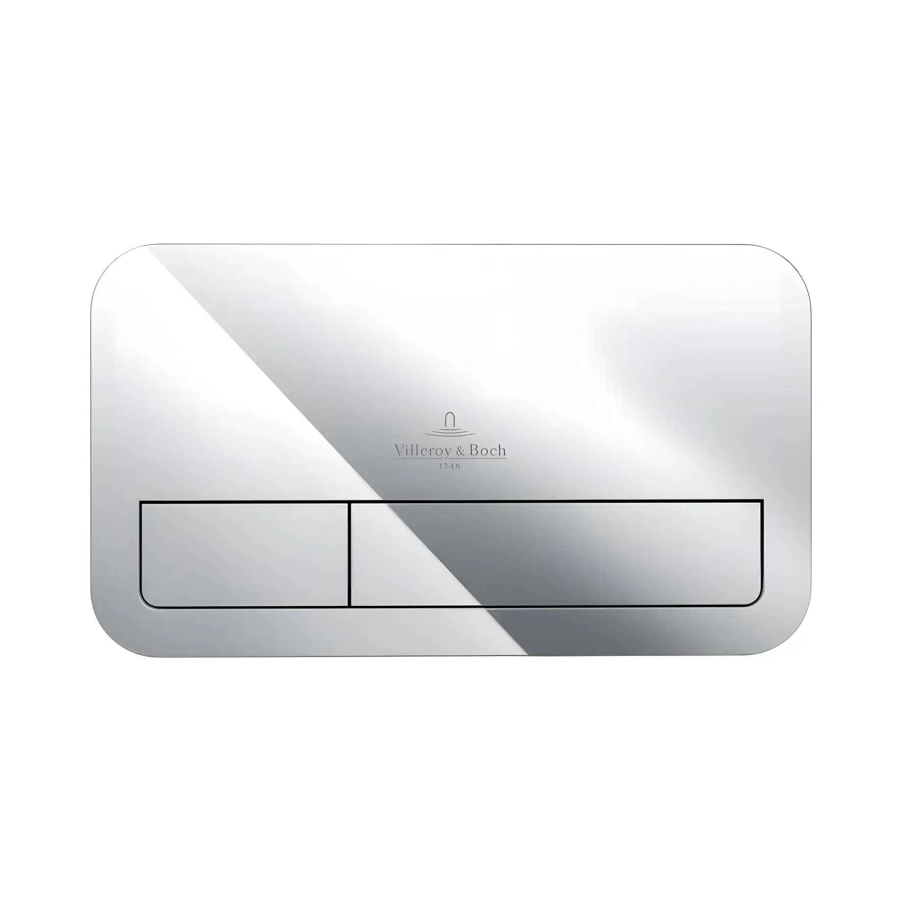Змивна клавіша ViConnect 200S Villeroy & Boch 92249061 Chrome 25.3 x 14.5 x 1 см — вид на білому тлі