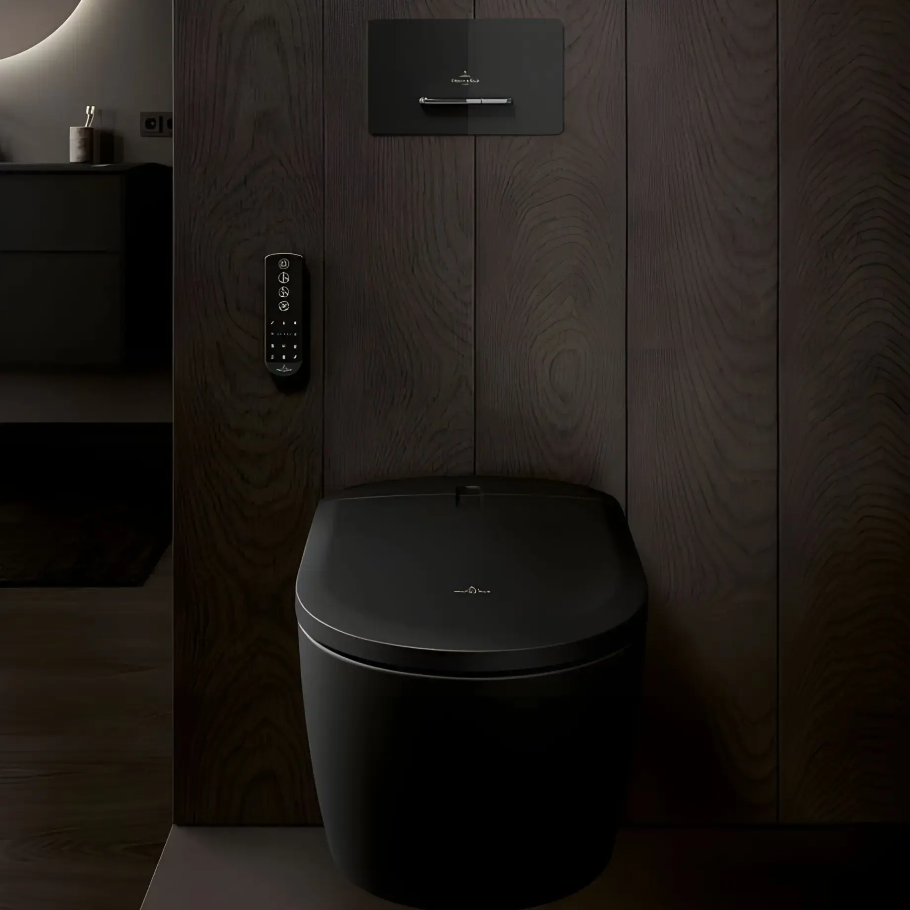 Змивна клавіша Supreo ViConnect Villeroy & Boch V99442RB Glass Glossy Black — вид спереду