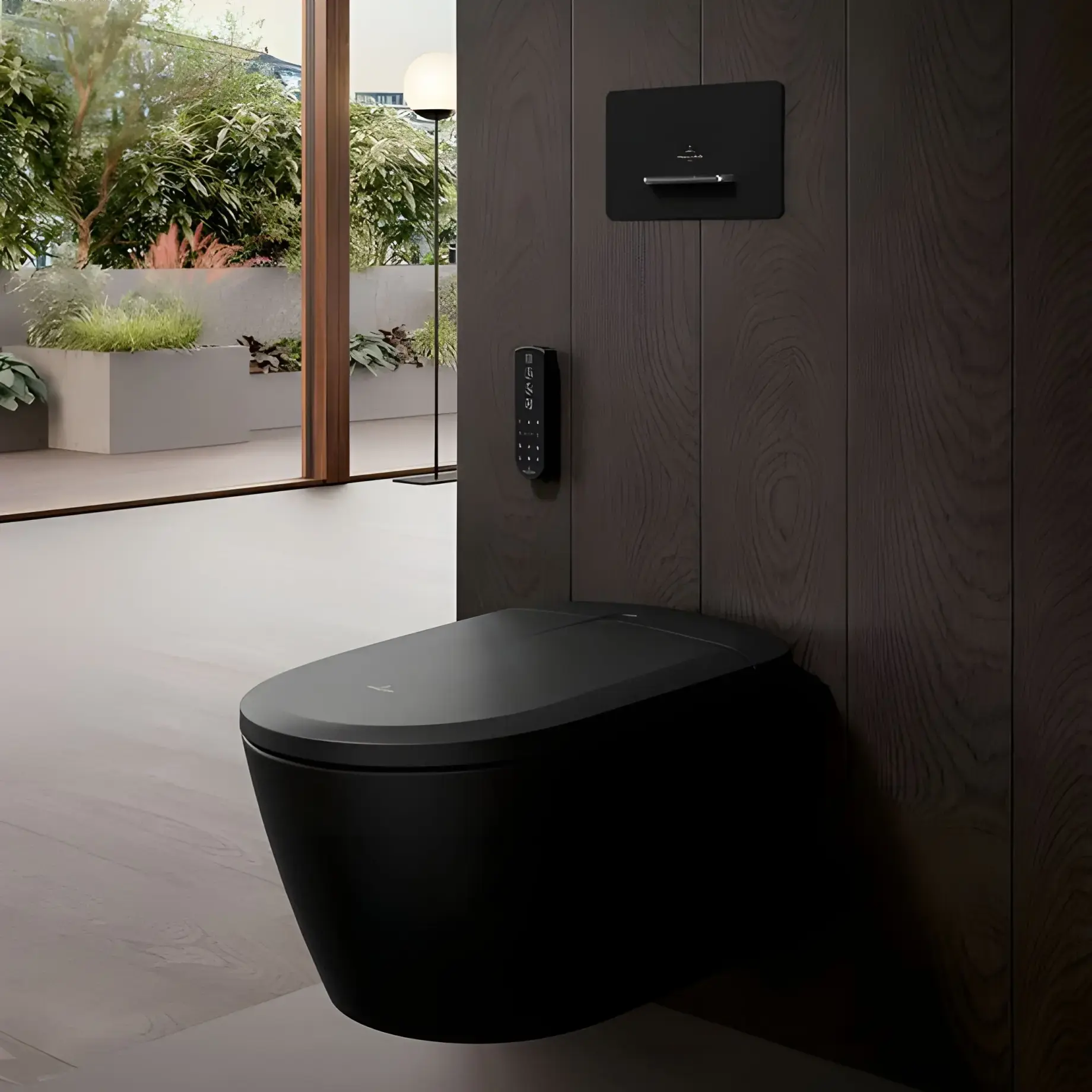 Змивна клавіша Supreo ViConnect Villeroy & Boch V99442RB Glass Glossy Black — бічний ракурс
