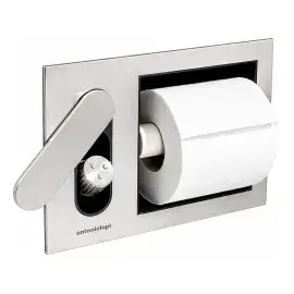 Тримач для туалетного паперу та гідройорж вбудовані CARTATENSO Antoniolupi CARTATENSO (Satinato) Satin Stainless Steel — вид на білому тлі