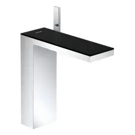 Змішувач для раковини MyEdition Axor 47020600 Chrome / Black Glass — вид на білому тлі