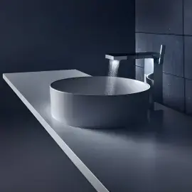 Змішувач для раковини MyEdition Axor 47020600 Chrome / Black Glass — вид спереду