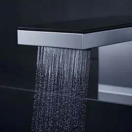 Змішувач для раковини MyEdition Axor 47020600 Chrome / Black Glass — бічний ракурс