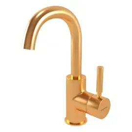 Змішувач для раковини Kobuk Bugnatese 2213SOS Gold Brushed — вид на білому тлі