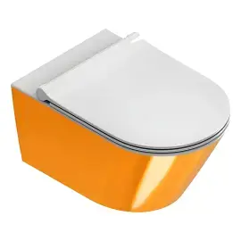 Унітаз підвісний Zero Catalano 0111550042 + 0551200001 Bianco / Oro — вид на білому тлі