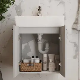 Тумба з умивальником Flow Devit 484050G Grey Matt — вид ззаду
