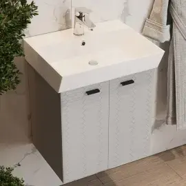 Тумба з умивальником Flow Devit 484050G Grey Matt — бічний ракурс