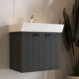 Тумба з умивальником Flow Devit 484060A Anthracite Matt — бічний ракурс