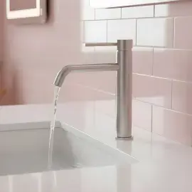 Змішувач для раковини, високий Flow Devit 550533N Brushed Nickel — вид спереду