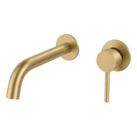 Змішувач для раковини, настінний Flow Devit 550537BG Brushed Gold — вид на білому тлі