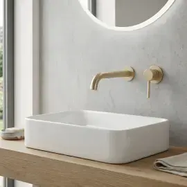 Змішувач для раковини, настінний Flow Devit 550537BG Brushed Gold — вид спереду