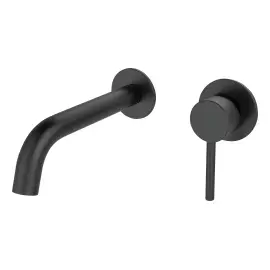 Змішувач для раковини, настінний Flow Devit 550537MB Matt Black — вид на білому тлі