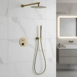 Комплект душової системи Flow Devit D117124011111BG Brushed Gold — вид спереду