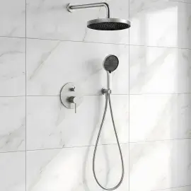 Комплект душової системи Flow Devit D117125001111BN Brushed Nickel — вид спереду