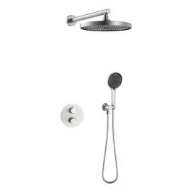 Комплект душової системи Flow Devit D117125011111BN Brushed Nickel — вид на білому тлі