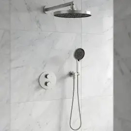 Комплект душової системи Flow Devit D117125011111BN Brushed Nickel — вид спереду