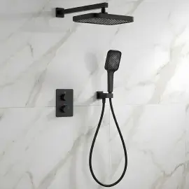 Комплект душової системи Flow Devit D117125011221BM Matt Black — вид спереду