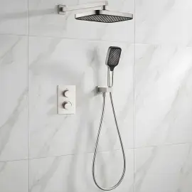 Комплект душової системи Flow Devit D117125011221BN Brushed Nickel — вид спереду
