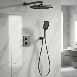 Комплект душової системи Flow Devit D117125011221GM Gun Metal PVD — вид спереду