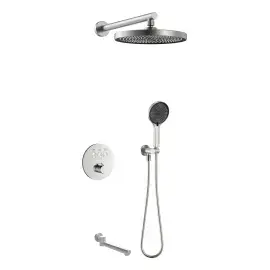 Комплект душової системи Flow Devit D117134011211BN Brushed Nickel — вид на білому тлі