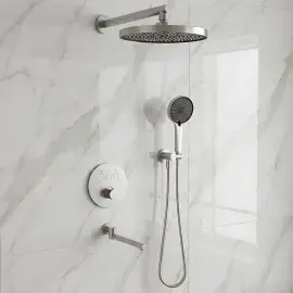 Комплект душової системи Flow Devit D117134011211BN Brushed Nickel — вид спереду
