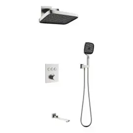 Комплект душової системи Flow Devit D117134011221BN Brushed Nickel — вид на білому тлі