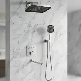 Комплект душової системи Flow Devit D117134011221BN Brushed Nickel — вид спереду