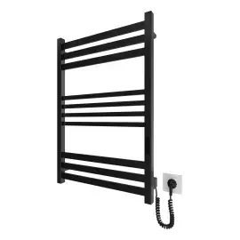 Сушка для рушників електрична Ancoro Devit DAN077053000B Matt Black 53 х 77 см — вид на білому тлі