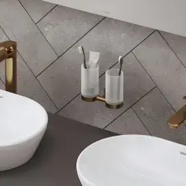 Склянка для зубних щіток подвійна Starck T Duravit 0099480400 Brushed Bronze — вид спереду