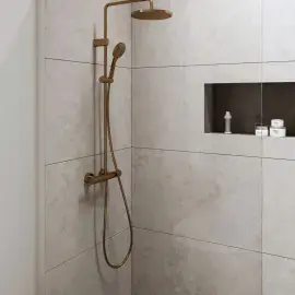 Душова система з термостатом Minflow Duravit TH4282008004 Brushed Bronze — вид спереду