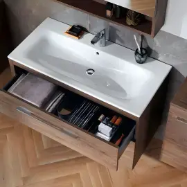 Тумба з умивальником Selnova Square Geberit 501.242.00.1 Горіх темний — вид спереду