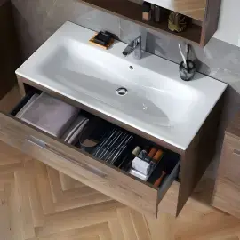 Тумба з умивальником Selnova Square Geberit 501.246.00.1 Горіх темний — бічний ракурс