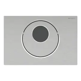 Змивна клавіша Sigma10 round IR Geberit 115.856.SN.6 Stainless Steel — вид на білому тлі