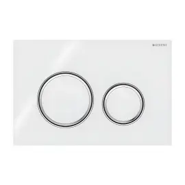 Панель смыва унитаза Sigma50 round Geberit 115.884.SI.1 White Alpin — вид на белом фоне