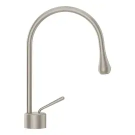 Змішувач для раковини Goccia Gessi 33601-149 Finox Brushed Nickel — вид на білому тлі