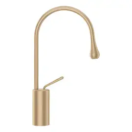 Змішувач для раковини Goccia Gessi 33604-726 Warm Bronze Br. PVD — вид на білому тлі