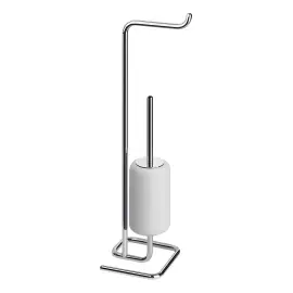 Стійка з йоржиком та тримачем паперу Goccia Gessi 38067-031 Chrome — вид на білому тлі
