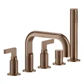 Змішувач для ванни Inciso Gessi 58040-708 Copper Brushed PVD — вид на білому тлі