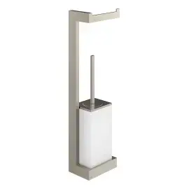 Стійка з йоржиком та тримачем Inverso Gessi 20867-149 Finox Brushed Nickel — вид на білому тлі