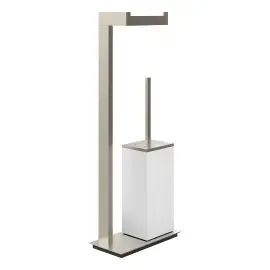 Стійка з йоржиком та тримачем Inverso Gessi 20933-149 Finox Brushed Nickel — вид на білому тлі
